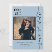 手書きモダン写真ダスティグレーの日付を保存 セーブザデート (正面)