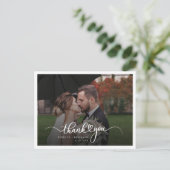手書きモダン写真結婚の感謝 ポストカード (スタンド正面)