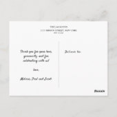 手書きモダン感謝の写真コラージュ ポストカード (裏面)