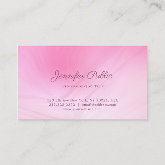 手書きモダン文字ピンクテンプレートエレガントトップ 名刺 (裏面)
