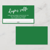 手書きモダン深いグリーンおむつラッフルチケット エンクロージャーカード (正面/裏面)