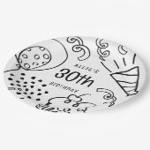 手書きモダン誕生日任意の年齢の白黒 ペーパープレート (アングル)