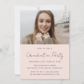 手書きモダン赤面スクリプト2写真卒業 招待状 (裏面)