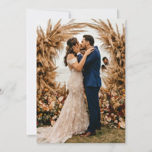 手書きモダン金ゴールドスクリプトの結婚写真 招待状 (裏面)