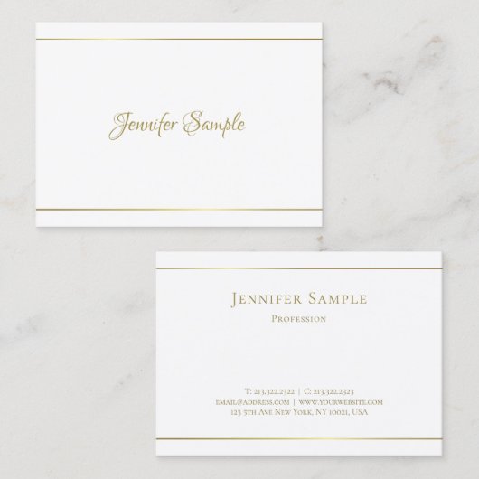 手書きモダン金ゴールドスクリプトグラモールリュックスデザイン 名刺 (正面/裏面)