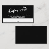 手書きモダン黒おむつラッフルチケット エンクロージャーカード (正面/裏面)