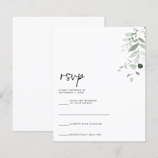 手書きモダンRSVPカード (正面/裏面)