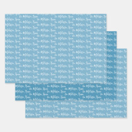 手書きモダンWinter Bluesの名前 ラッピングペーパーシート