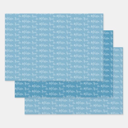 手書きモダンWinter Bluesの名前 ラッピングペーパーシート (セット)