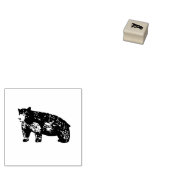 手書きモノクロ黒熊 ラバースタンプ (押印)