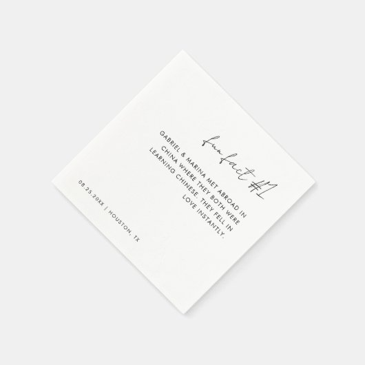 手書きモノクロ 結婚式の楽しい事実 #1 スタンダードカクテルナプキン (角)
