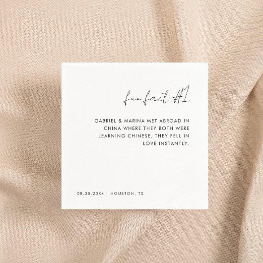 手書きモノクロ 結婚式の楽しい事実 #1 スタンダードカクテルナプキン