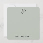 手書きモノグラムのテンプレートエレガントの色 ノートカード (裏面)