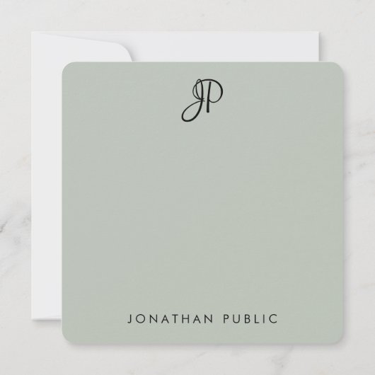 手書きモノグラムのテンプレートエレガントの色 ノートカード (裏面)