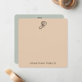 手書きモノグラムのテンプレートエレガントの色 ノートカード (正面/裏面インサイチュ)