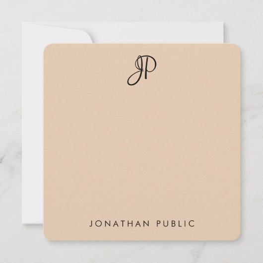 手書きモノグラムのテンプレートエレガントの色 ノートカード (正面)