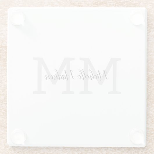 手書きモノグラムの名のイニシャル ガラスコースター (裏面)
