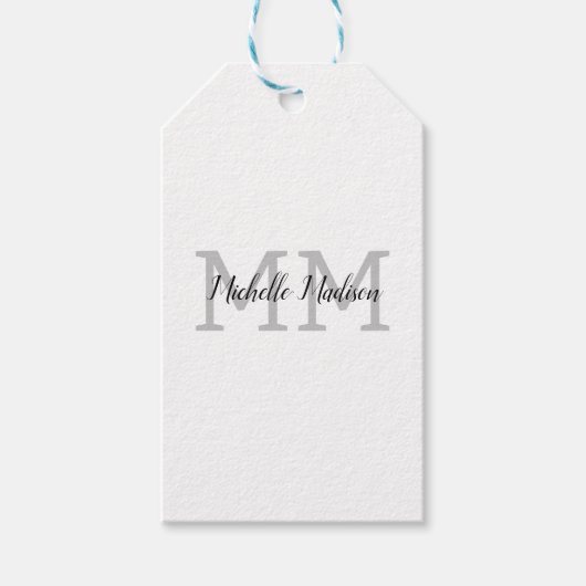 手書きモノグラムの名のイニシャル ギフトタグ (正面)