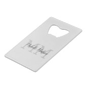 手書きモノグラムの名のイニシャル クレジットカード栓抜き (正面アングル)