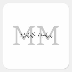 手書きモノグラムの名のイニシャル スクエアシール