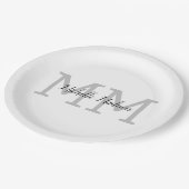 手書きモノグラムの名のイニシャル ペーパープレート (アングル)