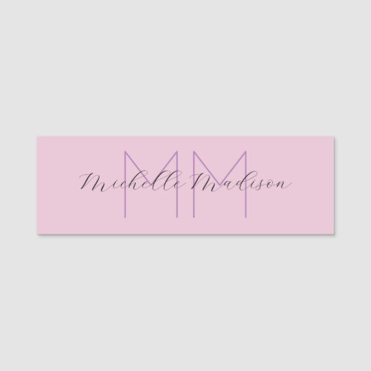 手書きモノグラムの名のイニシャル 名札 (正面)