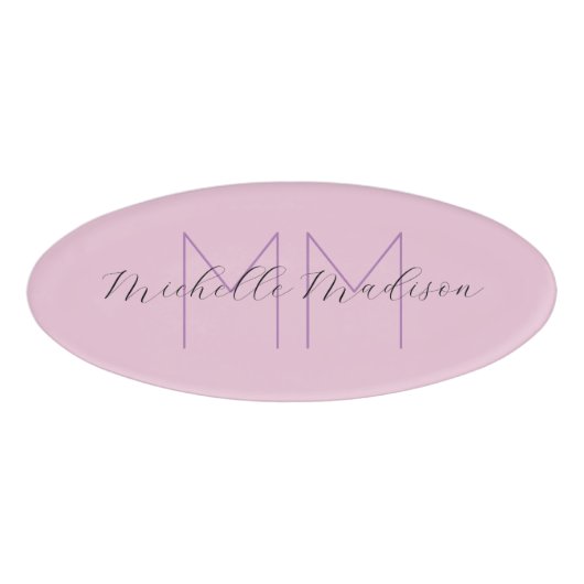 手書きモノグラムの名のイニシャル 名札 (正面)