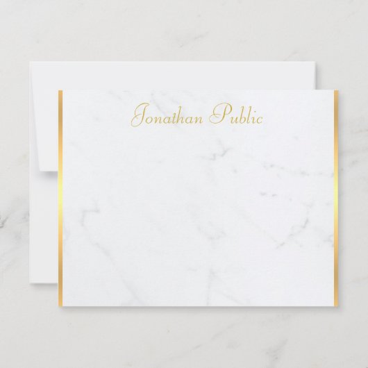 手書きモノグラムの金ゴールド大理石 ノートカード (裏面)