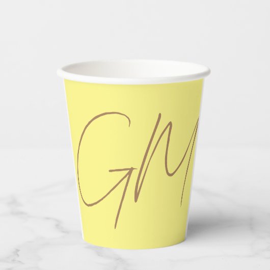 手書きモノグラムイニシャルプロフェッショナル モダン 紙コップ (正面)