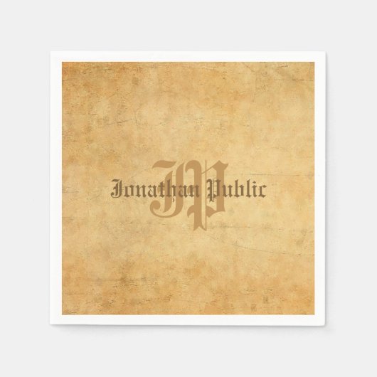 手書きモノグラムエレガントノスタルジックテンプレート スタンダードカクテルナプキン (正面)