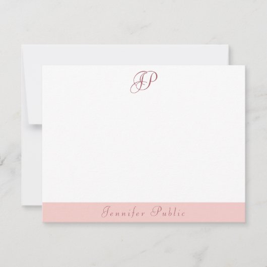 手書きモノグラムカラフルモダンテンプレート ノートカード (正面)