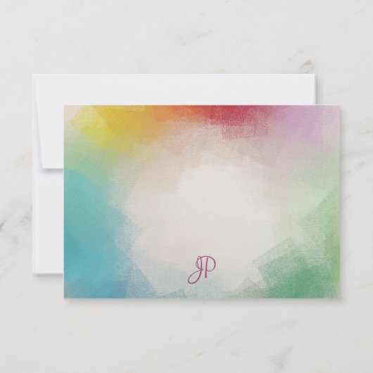 手書きモノグラムカラフル抽象芸術アート ノートカード (裏面)