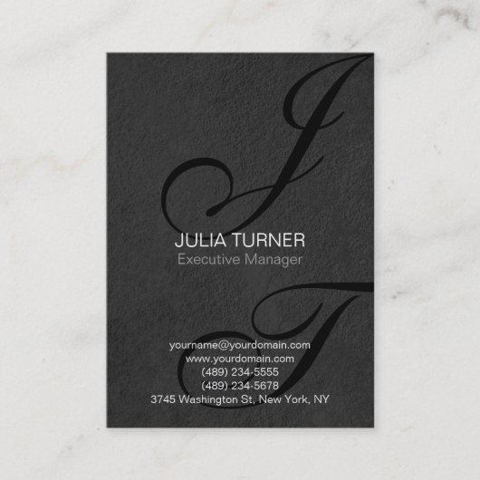 手書きモノグラムグレユニークー 名刺 (正面)