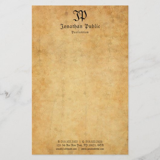 手書きモノグラムテンプレートエレガントヴィンテージ 便箋 (正面)