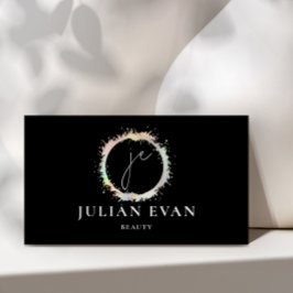 手書きモノグラムブラックホログラフィック 名刺