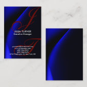 手書きモノグラムブルーユニークプロフェッショナル 名刺 (正面/裏面)