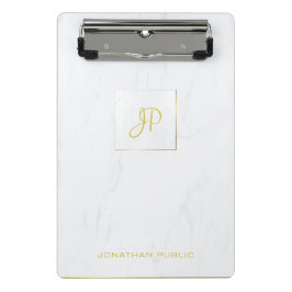手書きモノグラムマーブルモダン金ゴールドエレガント ミニクリップボード
