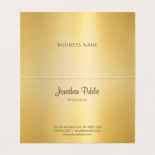 手書きモノグラムモダンフェイク金ゴールドスクリプト 名刺 (内部フラット)