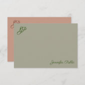 手書きモノグラム名エレガント色テンプレート ノートカード (正面/裏面)