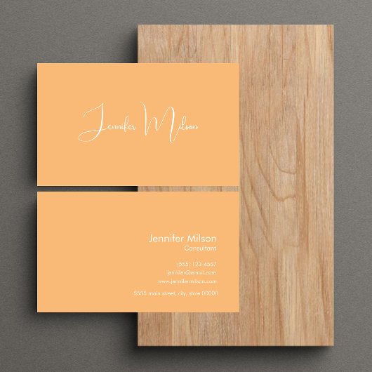 手書きユニークスクリプトのクリーン貼り付けオレンジ 名刺