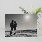 手書きユニークフォトウェディング日付の保存 箔招待状 (立ち正面)