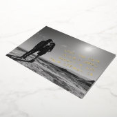 手書きユニークフォトウェディング日付の保存 箔招待状 (回転した状態)