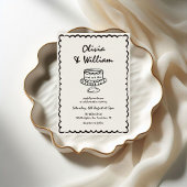 手書きユニークレトロ写結婚真 招待状