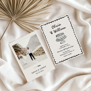 手書きユニークレトロ写結婚真 招待状