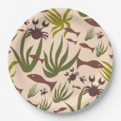 手書きユニーク海のテーマ ペーパープレート (正面)