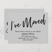 手書きライトグレイモダンカード「移動した」 招待状 (正面/裏面)