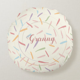 手書きライトテクスチャストローク円おばあちゃん ラウンドクッション