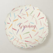 手書きライトテクスチャストローク円おばあちゃん ラウンドクッション (裏面)