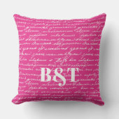 手書きラブストーリー カップルイニシャル プレッピーで楽しい クッション (正面)