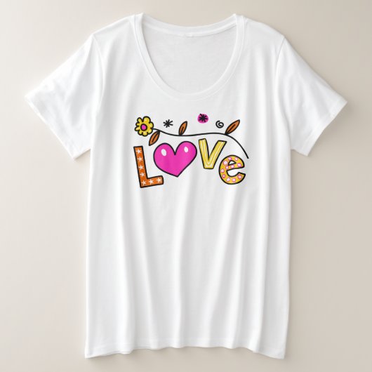 手書きラブドゥードル プラスサイズTシャツ (デザイン正面)